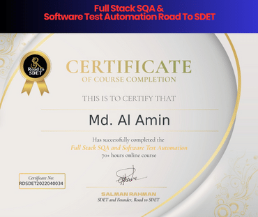 Full Stack SQA and Software Test AutomationRoad To SDET